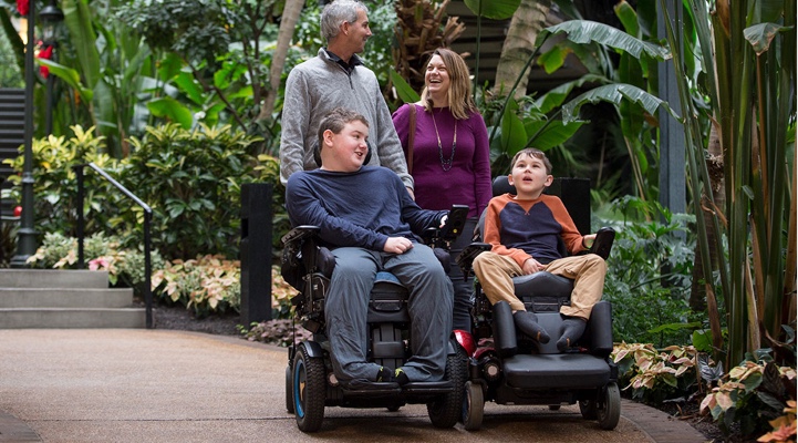 A family taking a stroll.