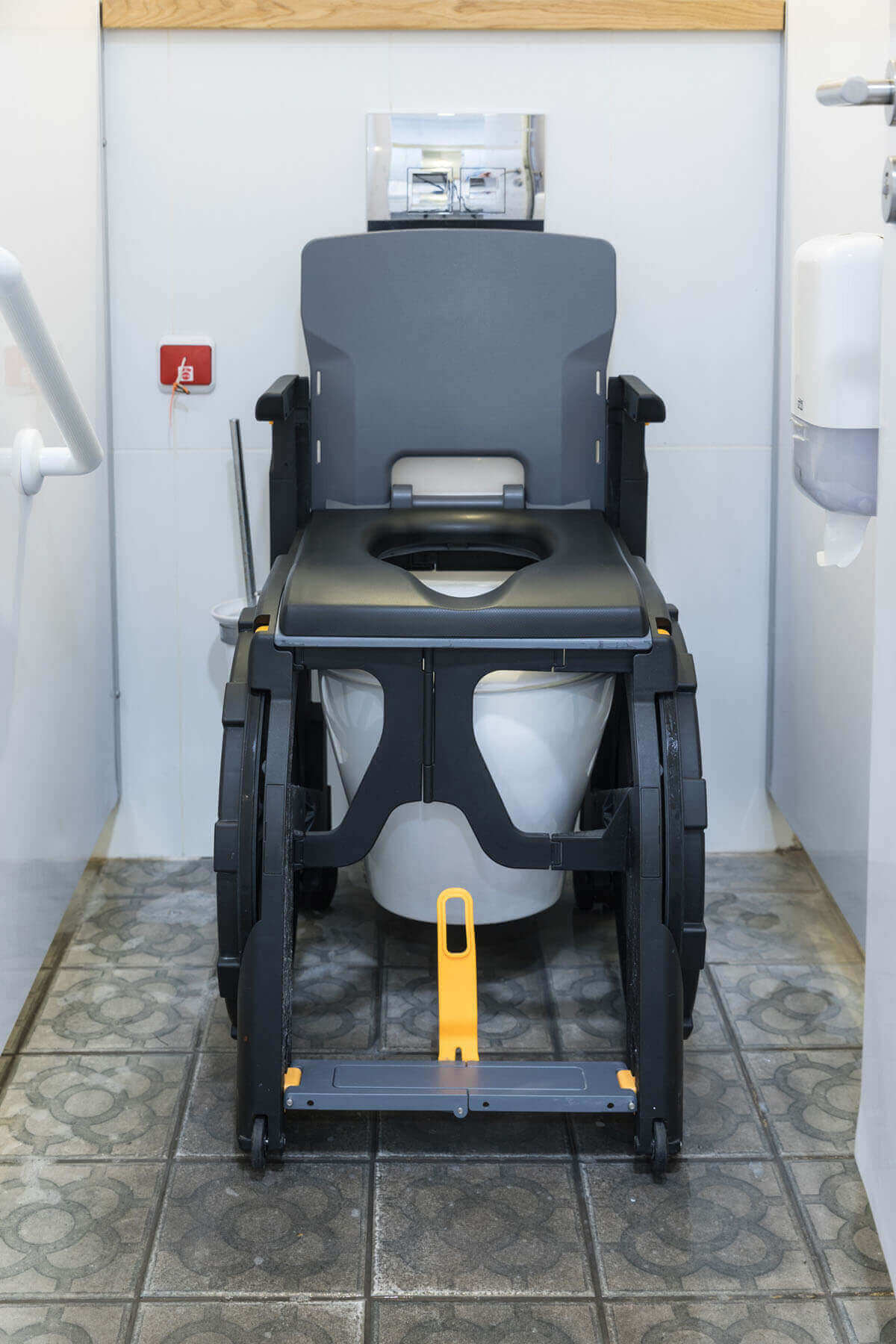 The Seatara WheelAble Toilet and Shower Chair over a toilet