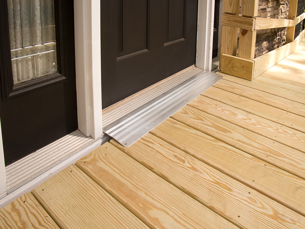 Wood Deck Ramp in front of a door