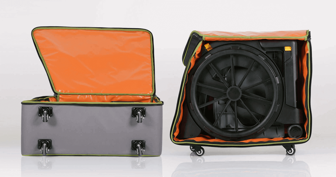 The Seatara WheelAble Toilet and Shower Chair packed inside a suitcase